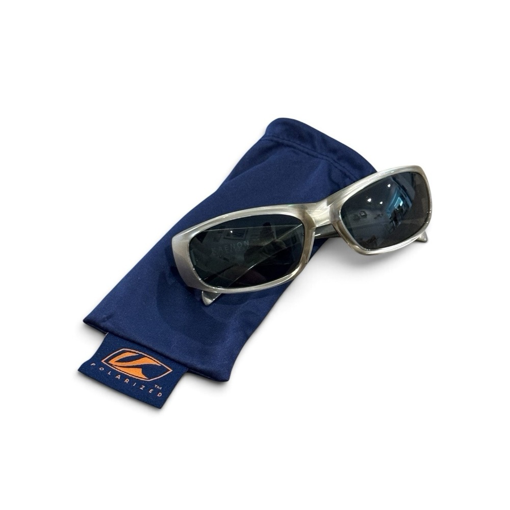 Kaenon NEW Men's Silver Polarized Full Rim Rhino Wrap Black Lenses Sunglasses